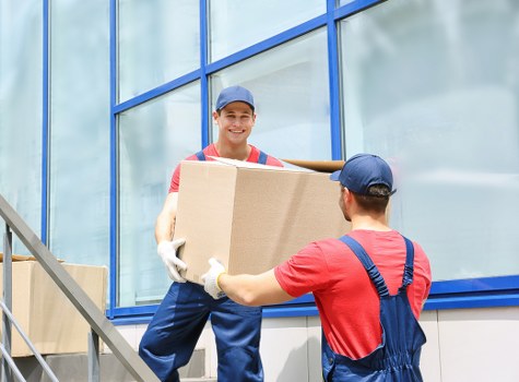 Removal team preparing safely for a house move