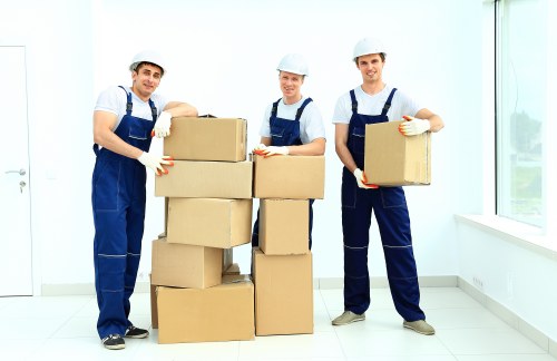 Packed boxes and furniture ready for quick relocation