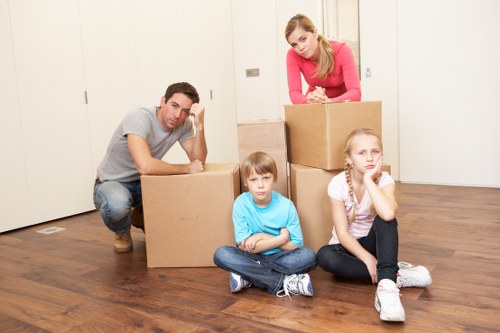 Packed moving boxes ready for house removals in Sutton